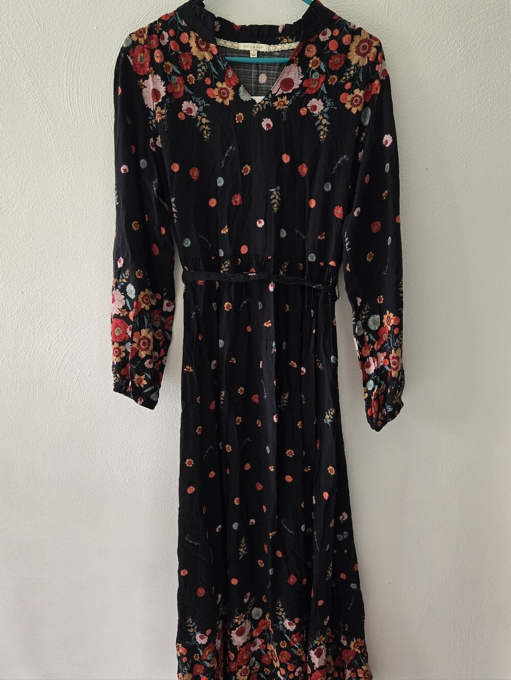 Black Floral Maxi Dress with Multicolor Bouquet Print